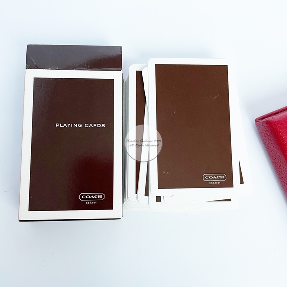 Coach Playing Cards with Red Leather Travel Case SLG Accessories Rare - Picture 5 of 13